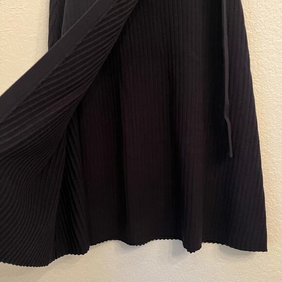 Pari Desai Ribbed Knit Wrap Skirt Small Midi Ribbed Navy Blue Academia Heritage - Picture 5 of 12